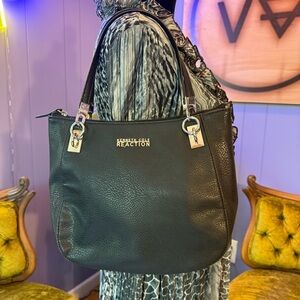 Vintage Kenneth Cole Reaction Black Faux Leather Shoulder Bag